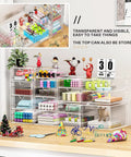 Super Clean 4 Pack Clear Acrylic Desk Organizers holding 16 drawers showcasing colorful contents for makeup and supplies.