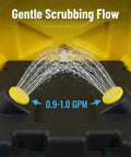 Close-up of 14 Gallon OSHA Approved Eye Wash Station sprayers with gentle scrubbing flow measuring 0.9-1.0 GPM