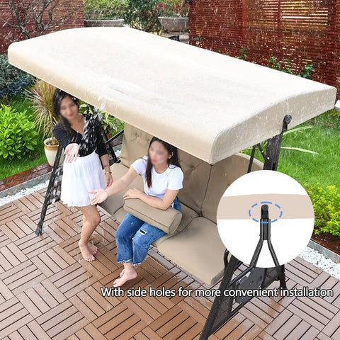 No Fuss Outdoor Swing Canopy Replacement Top Cover For 2 Or 3 Seater Hammock Waterproof Polyester Shade Khaki on swing