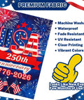 250th Anniversary USA Garden Flag Outdoor Patriotic Yard Flag 1776 2026 Commemorative Fireworks Design with features list