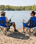 Two Pack Heavy Duty Folding Camping Chairs With 4 Can Cooler Bag And Cup Holder, Breathable Mesh Back, Built Tough For Outdoor Fun