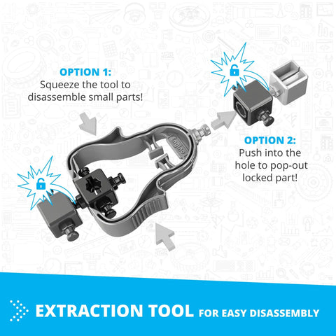 Two-step tool for disassembly from Inventor STEM Toys Motorized Double Blade Helicopter Building Kit.