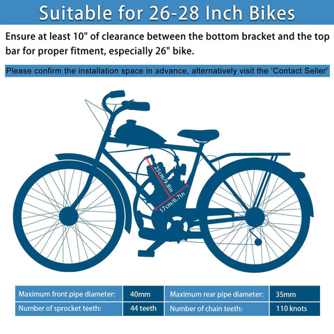 80cc Bicycle Engine Kit 2 Stroke Motorized Bike Conversion For 26 To 28 Inch Frames Easy DIY Install Puts Real Giddy Up Into Your Ride Black Finish Fits Most Standard Mountain And City Bikes
