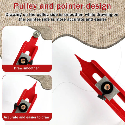 Dead On Aluminum Contour Gauge And Profile Scribe Tool With Snap Fit Pencil Holder For Bullseye Tracking drawing details with red marker