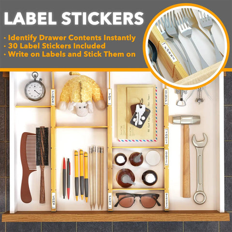 Straight Up Real Deal Bamboo Drawer Dividers With Custom Insert Grid And Label Stickers For Kitchen Storage Hack Effortless Expandable Fit For Cabinets Or Dressers Top Tier
