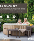 PureSpa Bench Set For Inflatable Hot Tubs 2 Medium And 2 Tall Seats With Built In Storage Compatible With 4 Person Round Spas