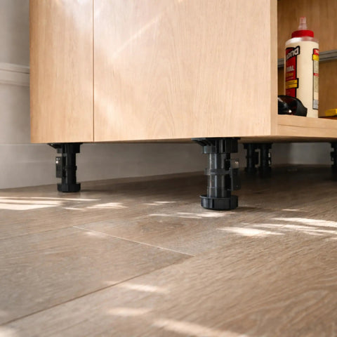 12 Pack Cabinet Leveler Legs With 330 Lb Capacity Adjustable From Four To Five And One Tenth Inches Heavy Duty Plastic Furniture Supports