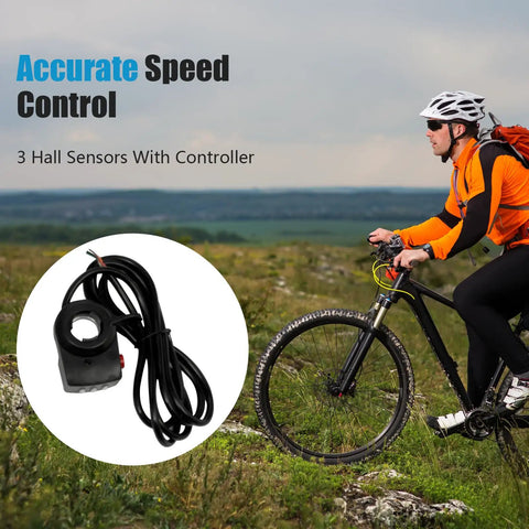Cyclist using a bike with 24 Inch Electric Bicycle Conversion Kit With 750W Front Wheel, 36V System, and thumb throttle
