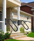 Heavy Duty 28 Inch Outdoor Handrails For 1 To 3 Step Stairs Non Slip Door Jamb Corner Mount Grab Bars U Shape Safety Handle For Garage Porch Garden Left And Right Handed installed on a residential porch
