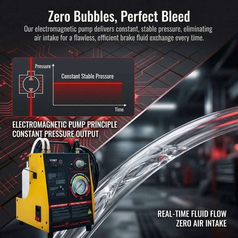 Electric Brake Bleeder 110V Power Automatic Brake Fluid Bleeder Machine with Adjustable Pressure, diagram showing constant pressure output