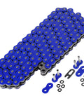 Close-up of Blue O Ring Drive Chain with connectors for Yamaha Raptor 700R YFM700R 2006 2014 Includes Drive Chain Front Sprocket