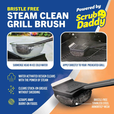 Steam Activated Grill Brush With ArmorTec Bristle Free Mesh Powered By Scrub Daddy For Quick Beast Mode Grate Cleaning packaging