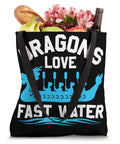 Fast Water Dragon Boat Tote Bag for Racing Crews And Water Sports Enthusiasts, black bag with dragon design and cotton straps.