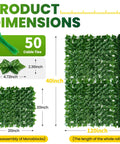 120 By 40 Inch Faux Ivy Privacy Fence Screen With A Reinforced Plastic Grid Base That Stays Put For Patio Balcony Garden Backyard Indoor Outdoor Decor Easy To Install. Image shows product dimensions with cable ties.