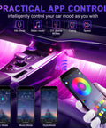 Lit Interior Car Lights With App Control And RGB LED Colors, Music Mode And DIY Mode, smartphone app interface displayed.