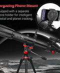 90Mm Aperture Refractor Telescope For Adults Kids And Beginners With 900Mm Focal Length 450X Magnification on tripod with phone mount