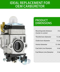 All In One 2 Stroke Carburetor Kit Replacement For 43cc 47cc 49cc 50cc 52cc Engines dimensions and mounting hole