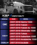 Compatibility chart for Upper Control Arm For Sierra And Silverado 1500 6-Lug Lift Kit 2-4 Inch, showing various models.