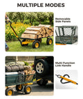 Heavy Duty Steel Garden Cart With 880 Lbs Capacity On Wheels Utility Wagon Removable Mesh Sides Convert To Flatbed Detachable Handle