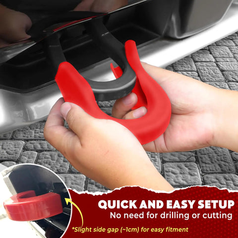 Hands installing Chevy Silverado 1500 Tow Hook Cover Front Hitch Cap Red Hot For 2007 2024 Silverado 1500 Trucks