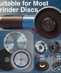 2 Pack 5/8-11 Angle Grinder Flange Nuts With Tool Free Quick Release Locking Kit shown attached to grinder and discs