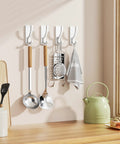 Heavy Duty Adhesive Wall Hooks 13Lb Aluminum No Damage To Wall Four Pack For Towels Coats Purses Robes Bags Doors Bathrooms Dorm Closets White Rustproof Waterproof Coating Sticks To Smooth Surfaces Ideal For Rentals holding kitchen utensils