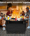 37 Inch Fire Pit Surround Tabletop For Solo Stove Bonfire Ranger 2.0 with Circular Safety Barrier and snacks outdoors