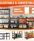 Heavy Duty 5 Tier Garage Shelving Unit With 2500 Pound Capacity, adjustable setup illustrating two racks configuration.
