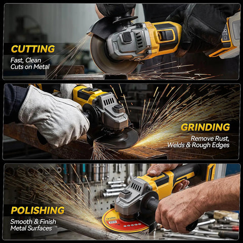 Tough As Nails Cordless Angle Grinder Compatible With 20V Batteries For Aggressive Metal Cutting And Slick Grinding Heavy Duty Power Tool Job Site Beast Tool Only Ready in action cutting, grinding, and polishing metal.