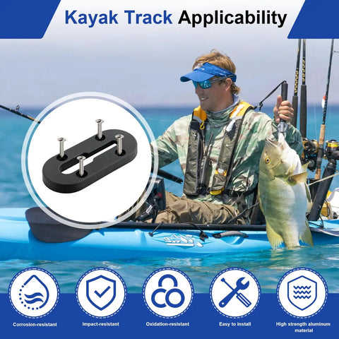 Universal Kayak Gear Track Mount Kit With Low Profile Rails For Fishing Rod Holder Cup Holder Paddle Holders And Anchor Cleats 4 Piece Set Compatible With Most Rail Systems For Offshore And Lake Adventures, 4 in ABS mount