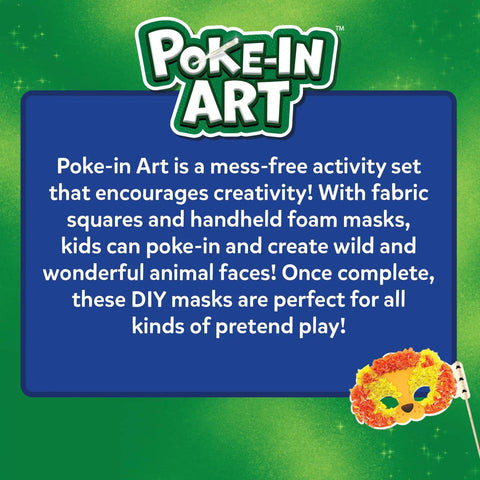 Poke In Art Animal Masks Craft Kit With 800 Plus Fabric Squares And 6 Foam Masks Mess Free Sewing Activity explanation text