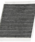 Activated Carbon Cabin Air Filter Replacement For Hyundai Elantra Elantra GT Accent Elantra Coupe Tucson Electric And Kia Forte Forte5 Forte Koup Rondo Fits 2007 2018 Select Models, showcasing filter's carbon layers and design.