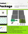 Golf Practice Cage With Steel Frame 10x10x10ft Driving Net parts display, including mesh net, target cloth, and frame components.