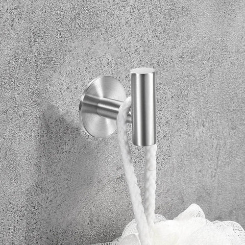 Brushed Nickel Self Adhesive Towel Hooks Made From SUS304 Stainless Steel No Drill Heavy Duty Waterproof Wall Hangers close-up