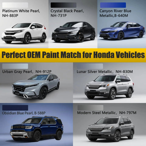 Modern Steel Metallic Touch Up Paint Kit For Honda Cars With Exact Match Color Pen Quick And Easy Scratch Repair shown with cars