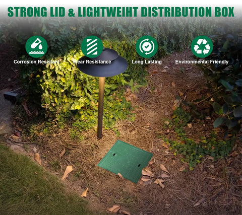 Tough As Nails 20X20X20 Inch Underground Splice Box With Frp Inspection Lid Heavy Duty Polyethylene Distribution Pull Box in garden setting.