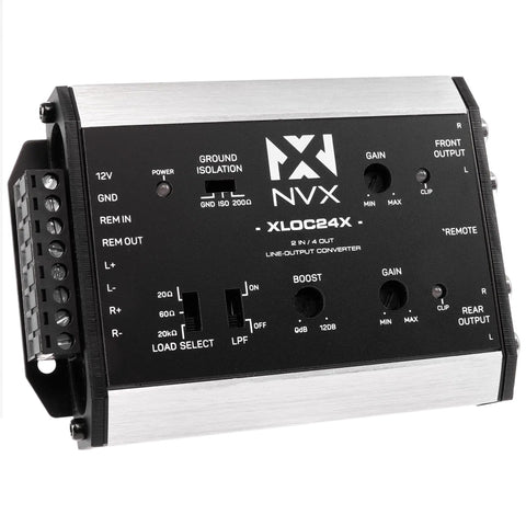 High Voltage 2 Channel Input 4 Channel Output Active Line Output Converter with Impedance Matching and Remote Level Control