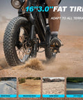 Go To All Terrain Fat Tire Electric Bike For Teens And Adults With 16 Inch Wheel riding on sand terrain