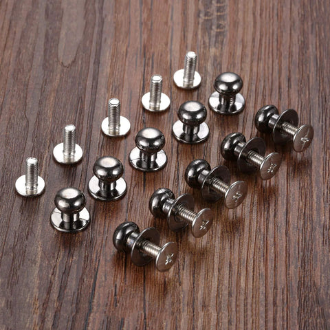 10 Pack Mini Drawer Knobs Zinc Alloy Black 0.39x0.43 Inches Durable Small Cabinet Pulls and screws displayed on wood surface.