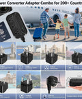 Plug And Play US To Europe Voltage Converter With 4 USB Ports And 3 AC Outlets, 2300W Power Adapter for global travel compatibility