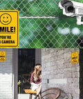 Two Pack Smile You're On Camera Video Surveillance Sign For Home And Business 10 X 7 Inch Heavy Duty 0.040 Inch Aluminum Indoor