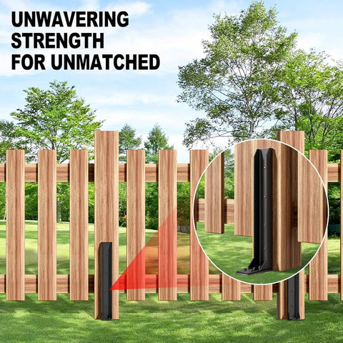 Top Notch Fence Post Repair Kit Built Tough As Nails For 33 Inch high strength steel anchor stabilizing leaning wood fence posts.
