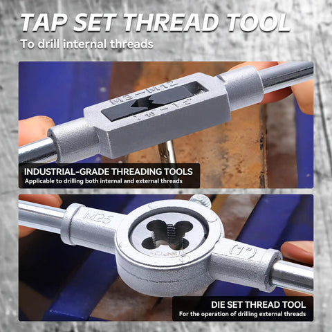 Heavy Duty 80 Piece Tap And Die Set With SAE And Metric Threads In 52100 Bearing Steel CNC Machined for threading