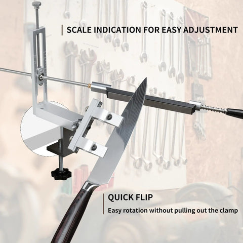 Knife Sharpening Kit With 360 Flip Dual Clamp And Quick C Clamp Fix Angled Sharpener For 15 To 27 Degrees in workshop setting