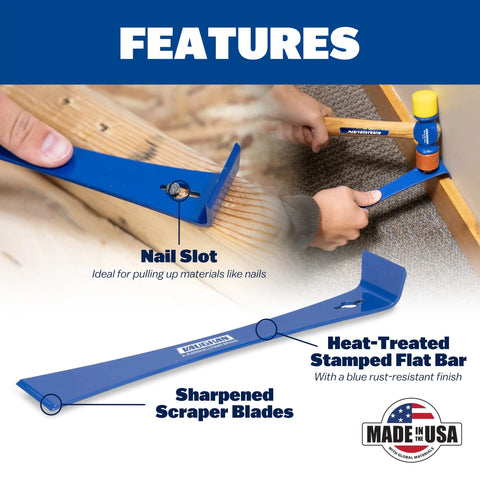 Bantom Bar Pry Tool With Nine And A Half Inch Length, Dual 45 Degree And 90 Degree Angles For Tight Spots, Nail Slot and Scraper