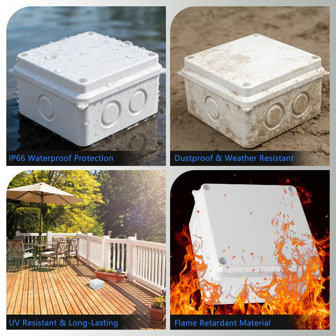 IP65 Outdoor Junction Box 200 Pack White ABS Plastic Waterproof Enclosure For DIY Electronics And Sensor Wiring, weatherproof box