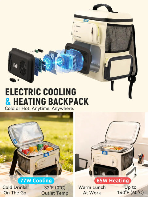Ultra Light 16Qt Electric Cooler Bag Precision Dual Temp Knobs with cooling and heating features for outdoor use.