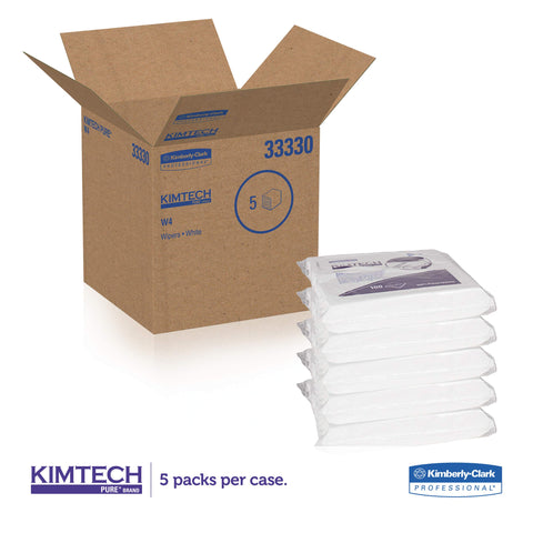 Box and stack of Pure Disposable Wiper With W4 Dry, 12 Inch By 12 Inch White Heavy Duty, Anti Static, Low Lint, ISO Class 4 Wipes