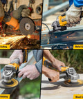 Rugged Brushless Cordless Angle Grinder 4 1/2 Inch With Variable Speed Dial Compatible With 20V Batteries for metal cutting, grinding, and polishing.
