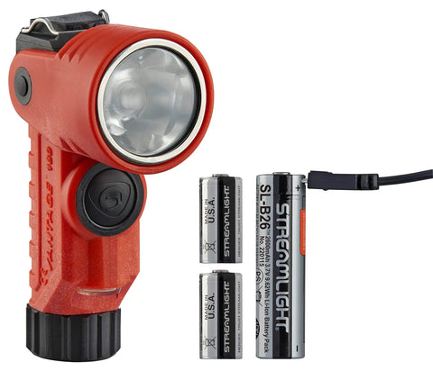 Firefighter LED Helmet Light With 180 Degree Articulating Head And Dual Beam Output, Right Angle Beam, 250 Lumens, Orange